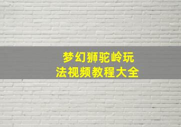 梦幻狮驼岭玩法视频教程大全