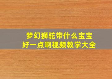 梦幻狮驼带什么宝宝好一点啊视频教学大全