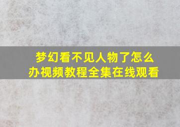 梦幻看不见人物了怎么办视频教程全集在线观看