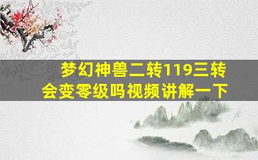 梦幻神兽二转119三转会变零级吗视频讲解一下