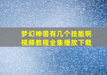 梦幻神兽有几个技能啊视频教程全集播放下载