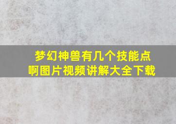 梦幻神兽有几个技能点啊图片视频讲解大全下载