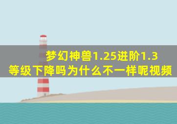 梦幻神兽1.25进阶1.3等级下降吗为什么不一样呢视频