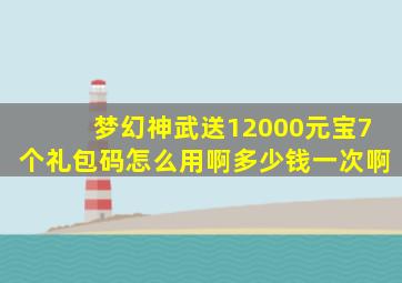 梦幻神武送12000元宝7个礼包码怎么用啊多少钱一次啊