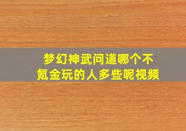 梦幻神武问道哪个不氪金玩的人多些呢视频