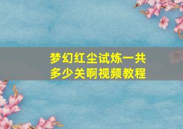 梦幻红尘试炼一共多少关啊视频教程