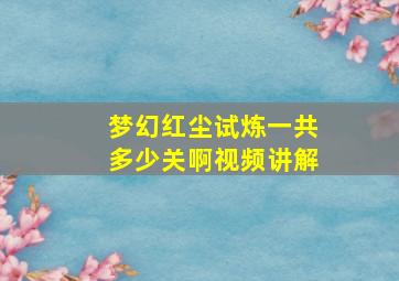 梦幻红尘试炼一共多少关啊视频讲解