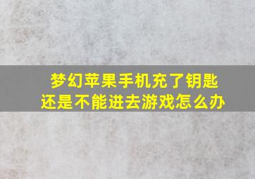 梦幻苹果手机充了钥匙还是不能进去游戏怎么办