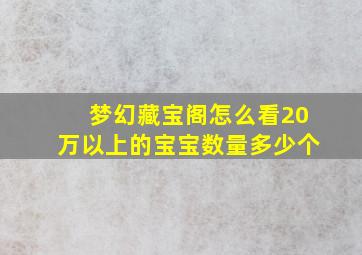 梦幻藏宝阁怎么看20万以上的宝宝数量多少个