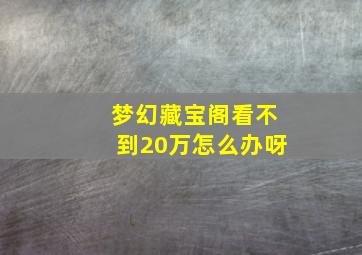 梦幻藏宝阁看不到20万怎么办呀