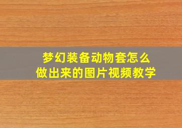 梦幻装备动物套怎么做出来的图片视频教学