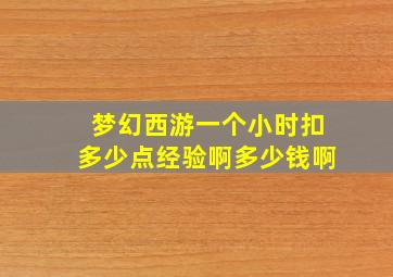 梦幻西游一个小时扣多少点经验啊多少钱啊