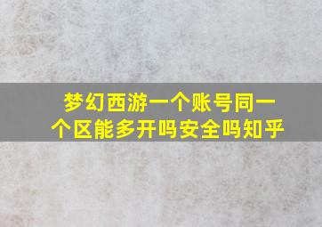 梦幻西游一个账号同一个区能多开吗安全吗知乎