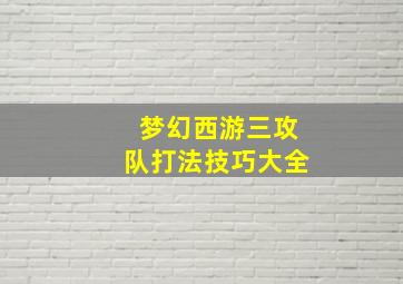 梦幻西游三攻队打法技巧大全