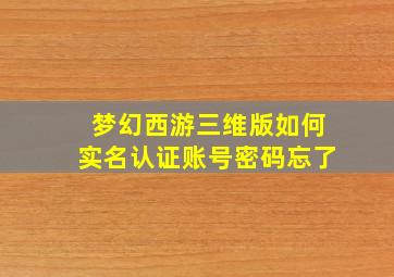 梦幻西游三维版如何实名认证账号密码忘了