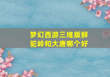 梦幻西游三维版狮驼岭和大唐哪个好