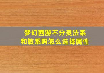 梦幻西游不分灵法系和敏系吗怎么选择属性