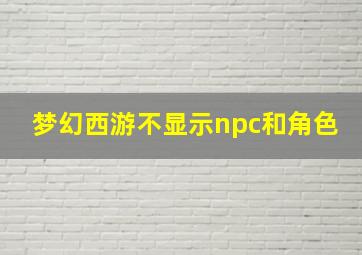 梦幻西游不显示npc和角色