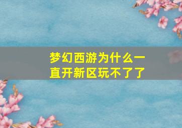 梦幻西游为什么一直开新区玩不了了