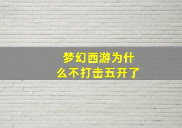 梦幻西游为什么不打击五开了