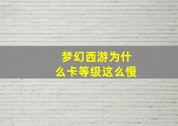 梦幻西游为什么卡等级这么慢