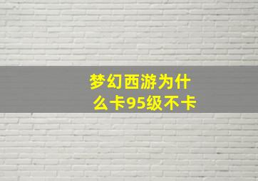 梦幻西游为什么卡95级不卡