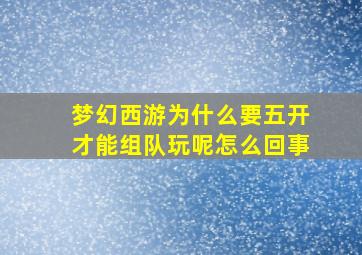 梦幻西游为什么要五开才能组队玩呢怎么回事