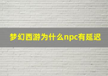 梦幻西游为什么npc有延迟