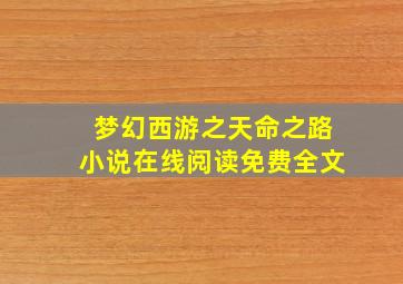 梦幻西游之天命之路小说在线阅读免费全文