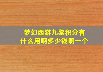 梦幻西游九黎积分有什么用啊多少钱啊一个