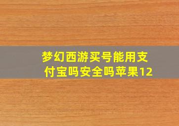 梦幻西游买号能用支付宝吗安全吗苹果12