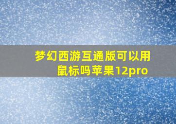 梦幻西游互通版可以用鼠标吗苹果12pro