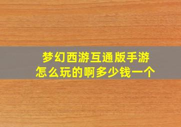 梦幻西游互通版手游怎么玩的啊多少钱一个