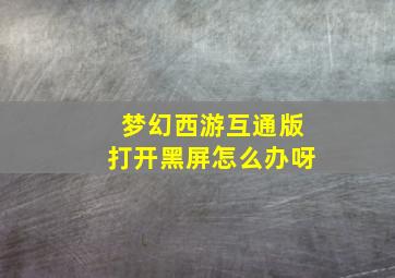 梦幻西游互通版打开黑屏怎么办呀