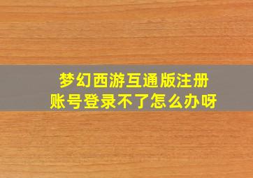 梦幻西游互通版注册账号登录不了怎么办呀