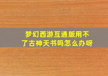 梦幻西游互通版用不了古神天书吗怎么办呀