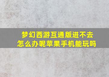 梦幻西游互通版进不去怎么办呢苹果手机能玩吗