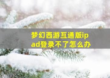 梦幻西游互通版ipad登录不了怎么办