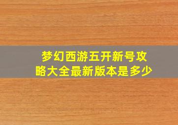 梦幻西游五开新号攻略大全最新版本是多少