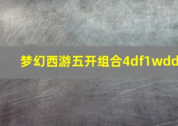 梦幻西游五开组合4df1wdd