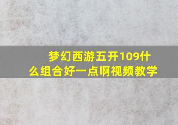 梦幻西游五开109什么组合好一点啊视频教学