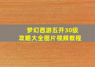 梦幻西游五开30级攻略大全图片视频教程