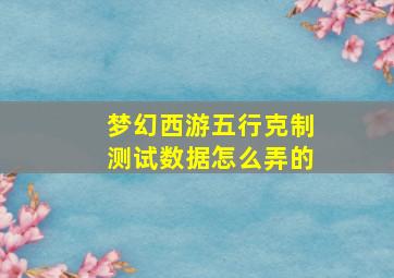 梦幻西游五行克制测试数据怎么弄的