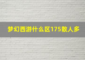 梦幻西游什么区175散人多