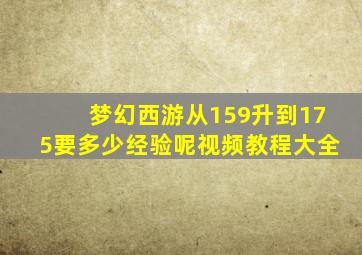 梦幻西游从159升到175要多少经验呢视频教程大全