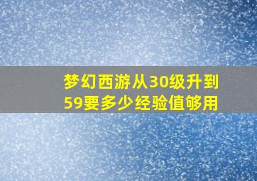 梦幻西游从30级升到59要多少经验值够用