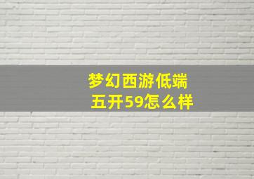 梦幻西游低端五开59怎么样