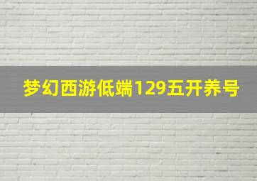 梦幻西游低端129五开养号