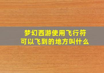 梦幻西游使用飞行符可以飞到的地方叫什么