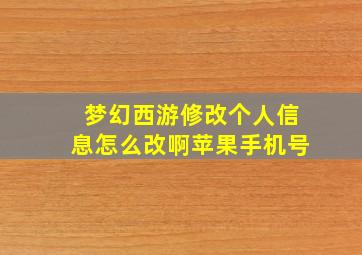 梦幻西游修改个人信息怎么改啊苹果手机号